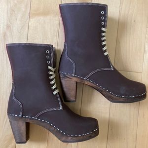 Maguba brown lace up clog boots size 37 made in Sweden never worn